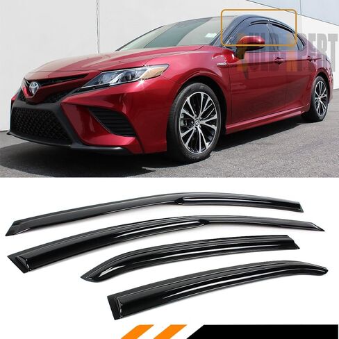 Cuztom Tuning JDM 3D Wavy Style Window Visor Rain Guard Deflector Compatible Fits for 2018-2024 Toyota Camry L LE SE XLE XSE in Saudi Arabia