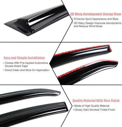Cuztom Tuning JDM 3D Wavy Style Window Visor Rain Guard Deflector Compatible Fits for 2018-2024 Toyota Camry L LE SE XLE XSE in Saudi Arabia