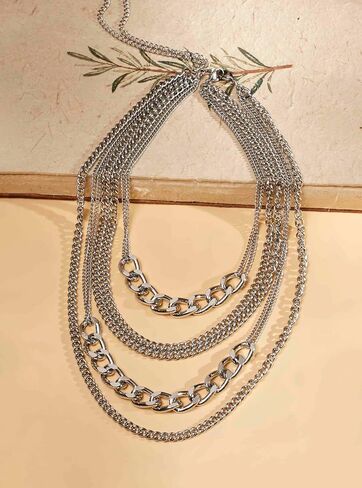 Sacina Sacina Silver-Fliced Layered Dchoker ، Necky Chainty Chain Punk Necklace ، Grunge Emo Gothic Necklace ، Hecrids Jewelry Gift for Women in Saudi Arabia
