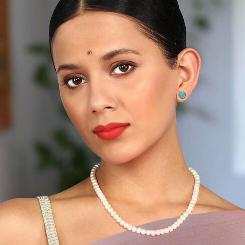 Pearl Necklaces for Women 5mm/6mm/8mm Dainty Round Imitation Pearl Choker Necklace with Extenders Pearl Silver Necklace Costume Jewelry Set Bridesmaid Gifts for Women in Kuwait