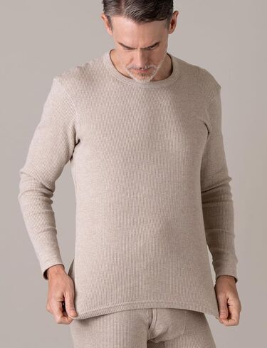 Men's Thermal Cotton Waffle Shirt Midweight Base Layer Long Sleeves Crew Top M58 in Kuwait