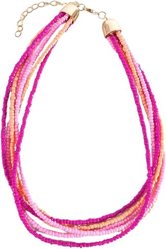 Fuqimanman2020 Bohemian Multi Layer Seed Beads Cluster Choker Necklace for Women Multicolor Summer Holiday Party Jewelry in Saudi Arabia