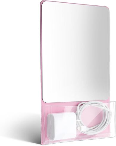 1 Pcs Magnetic Locker Mirror 6.69 x 5.51 Small Real Glass Mirror with Organizer Holder Bag and Magnet Backing Safe Pink Locker Accessory for School Cabinet Office Bathroom Gym Refrigerator in Saudi Arabia