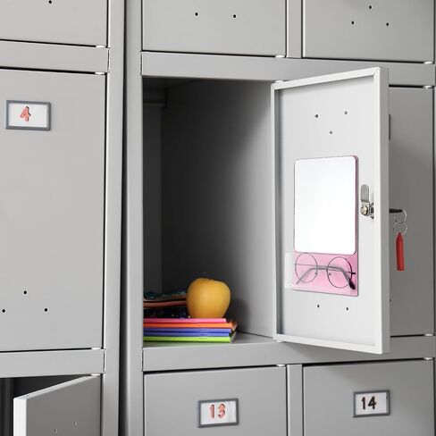 1 Pcs Magnetic Locker Mirror 6.69 x 5.51 Small Real Glass Mirror with Organizer Holder Bag and Magnet Backing Safe Pink Locker Accessory for School Cabinet Office Bathroom Gym Refrigerator in Saudi Arabia