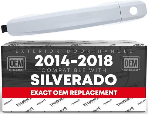 T1A Exterior Rear Driver & Passenger Door Handle - Compatible with 2014-2018 Chevrolet Silverado, 2014-2018 GMC Sierra - Olympic White (GAZ), Plastic - OEM 13583889-GAZ, 13585748-GAZ, 82538 in Kuwait