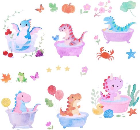 6pcs Ocean Creature Marine Bathtub Stickers, 5.9x7.8 Inch Colorful Waterproof Large Non-Slip Coral Octopus Starfish Whale Turtle Adhesive Decals Threads for Kids Sea Bath Tub Shower Floor in Kuwait