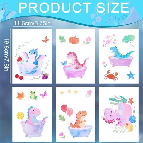 6pcs Ocean Creature Marine Bathtub Stickers, 5.9x7.8 Inch Colorful Waterproof Large Non-Slip Coral Octopus Starfish Whale Turtle Adhesive Decals Threads for Kids Sea Bath Tub Shower Floor in Kuwait