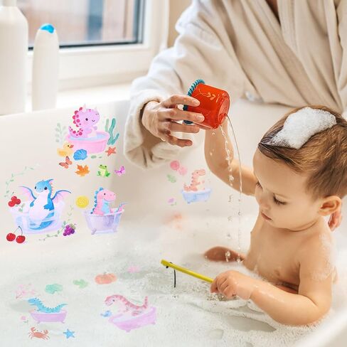 6pcs Ocean Creature Marine Bathtub Stickers, 5.9x7.8 Inch Colorful Waterproof Large Non-Slip Coral Octopus Starfish Whale Turtle Adhesive Decals Threads for Kids Sea Bath Tub Shower Floor in Kuwait