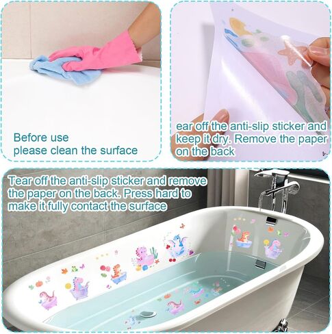 6pcs Ocean Creature Marine Bathtub Stickers, 5.9x7.8 Inch Colorful Waterproof Large Non-Slip Coral Octopus Starfish Whale Turtle Adhesive Decals Threads for Kids Sea Bath Tub Shower Floor in Kuwait
