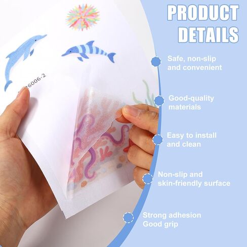 6pcs Ocean Creature Marine Bathtub Stickers, 5.9x7.8 Inch Colorful Waterproof Large Non-Slip Coral Octopus Starfish Whale Turtle Adhesive Decals Threads for Kids Sea Bath Tub Shower Floor in Kuwait