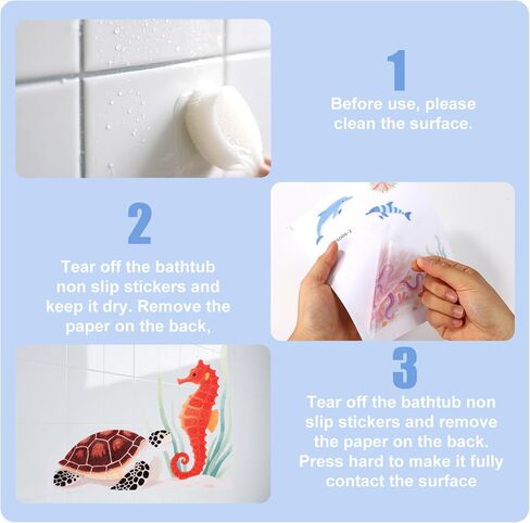 6pcs Ocean Creature Marine Bathtub Stickers, 5.9x7.8 Inch Colorful Waterproof Large Non-Slip Coral Octopus Starfish Whale Turtle Adhesive Decals Threads for Kids Sea Bath Tub Shower Floor in Kuwait
