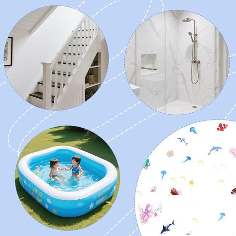 6pcs Ocean Creature Marine Bathtub Stickers, 5.9x7.8 Inch Colorful Waterproof Large Non-Slip Coral Octopus Starfish Whale Turtle Adhesive Decals Threads for Kids Sea Bath Tub Shower Floor in Kuwait