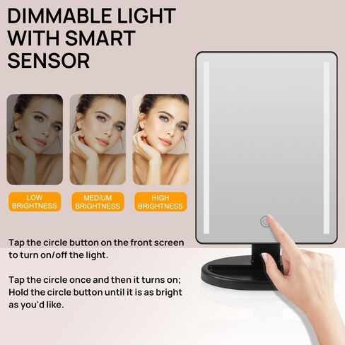 Lighted Makeup Mirror with Lights Vanity Makeup Mirror with Adjustable Brightness and 180 Degree Rotation Touch Screen Dual Power Supply Gifts for Teens Girls Women (White) in Kuwait