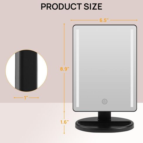 Lighted Makeup Mirror with Lights Vanity Makeup Mirror with Adjustable Brightness and 180 Degree Rotation Touch Screen Dual Power Supply Gifts for Teens Girls Women (White) in Kuwait