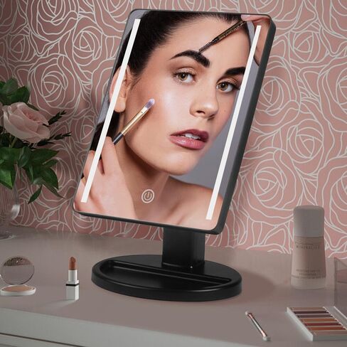 Lighted Makeup Mirror with Lights Vanity Makeup Mirror with Adjustable Brightness and 180 Degree Rotation Touch Screen Dual Power Supply Gifts for Teens Girls Women (White) in Kuwait