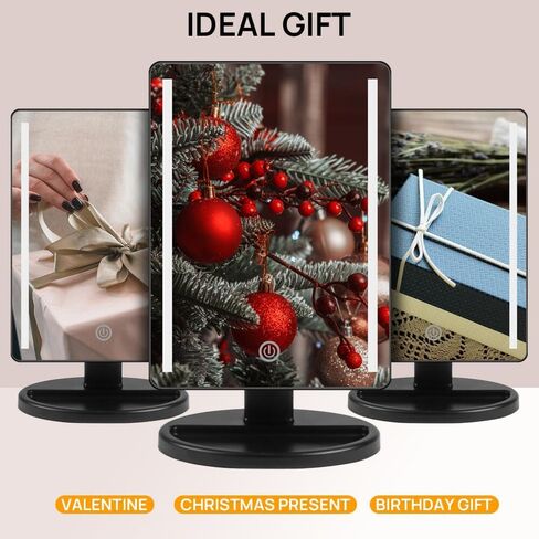 Lighted Makeup Mirror with Lights Vanity Makeup Mirror with Adjustable Brightness and 180 Degree Rotation Touch Screen Dual Power Supply Gifts for Teens Girls Women (White) in Kuwait