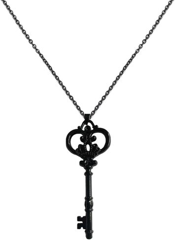 Black Key Necklace Vintage Gothic Key Pendant Necklace Dainty Key Choker Necklace for Women Men Gothic Jewelry Gift in Kuwait