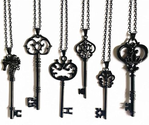 Black Key Necklace Vintage Gothic Key Pendant Necklace Dainty Key Choker Necklace for Women Men Gothic Jewelry Gift in Kuwait