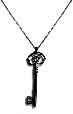 Black Key Necklace Vintage Gothic Key Pendant Necklace Dainty Key Choker Necklace for Women Men Gothic Jewelry Gift in Kuwait