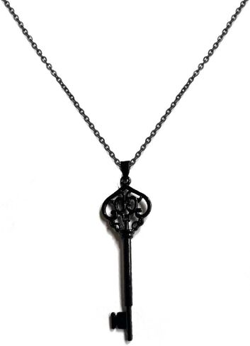 Black Key Necklace Vintage Gothic Key Pendant Necklace Dainty Key Choker Necklace for Women Men Gothic Jewelry Gift in Kuwait