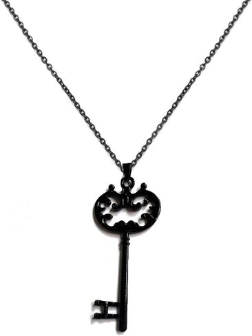 Black Key Necklace Vintage Gothic Key Pendant Necklace Dainty Key Choker Necklace for Women Men Gothic Jewelry Gift in Kuwait