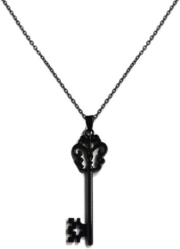 Black Key Necklace Vintage Gothic Key Pendant Necklace Dainty Key Choker Necklace for Women Men Gothic Jewelry Gift in Kuwait