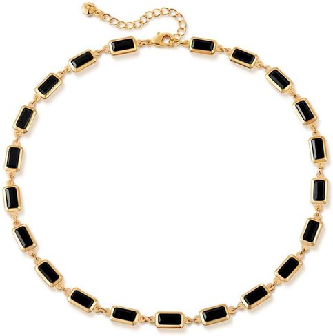 OIDIMS Dainty Colorful Glass Beaded Gold Choker Necklaces for Women Trendy Rectangular Clavicle Chain Adjustable Multicolor Handmade Gemstone Rainbow Bead Link Boho Y2k Statement Jewelry Party Prom in Saudi Arabia