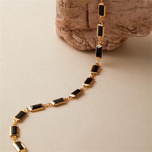 OIDIMS Dainty Colorful Glass Beaded Gold Choker Necklaces for Women Trendy Rectangular Clavicle Chain Adjustable Multicolor Handmade Gemstone Rainbow Bead Link Boho Y2k Statement Jewelry Party Prom in Saudi Arabia