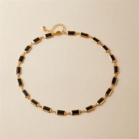 OIDIMS Dainty Colorful Glass Beaded Gold Choker Necklaces for Women Trendy Rectangular Clavicle Chain Adjustable Multicolor Handmade Gemstone Rainbow Bead Link Boho Y2k Statement Jewelry Party Prom in Saudi Arabia