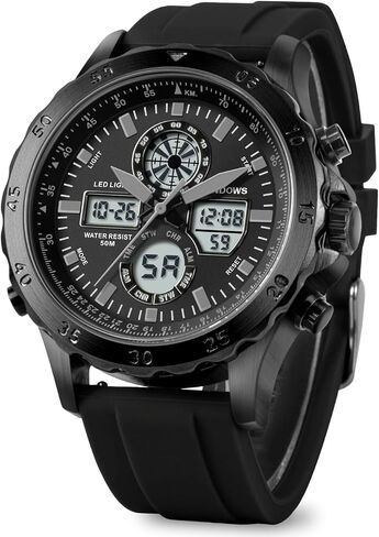 Pindows Watch للرجال ، مقاوم للماء DIAL BIG DIGIT Digital Sport Multifunction LED BACHENT FASHION HOURCHERS ، تقويم ساعة التوقيت الإنذار in Kuwait