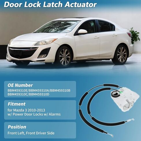 Motoforti Front Left Power Door Lock Latch Actuator for Mazda 3 2010-2013 No.BBM459310E/BBM459310A Door Lock Actuator Assembly Motor Front Driver Side Door Latch Assembly with Rod in Saudi Arabia