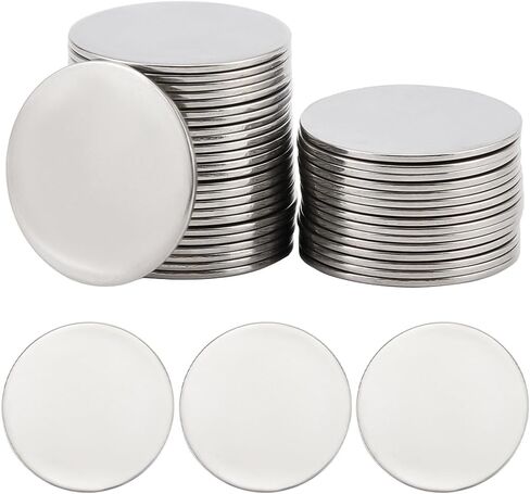 Sunnyclue 1 Box 40pcs ألواح ختم الفولاذ المقاوم للصدأ ختم العلامة المعدنية مسطحة 25 ملم جولة الفضة بقعة قرص فارغة قابلة للانقاذ لنقش المجوهر in Kuwait