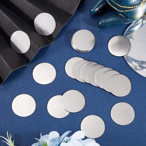 Sunnyclue 1 Box 40pcs ألواح ختم الفولاذ المقاوم للصدأ ختم العلامة المعدنية مسطحة 25 ملم جولة الفضة بقعة قرص فارغة قابلة للانقاذ لنقش المجوهر in Kuwait