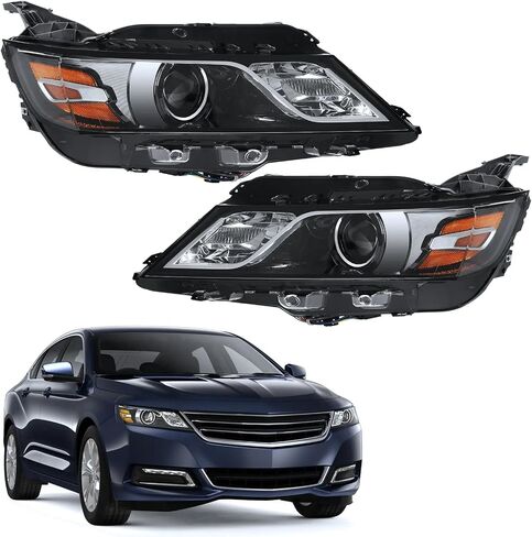 PENSUN Headlights Compatible with 2014 2015 2016 2017 2018 2019 2020 Chevy Impala Headlamps Repalcement Halogen Black Housing Clear Lens, Passenger and Driver Side in Saudi Arabia
