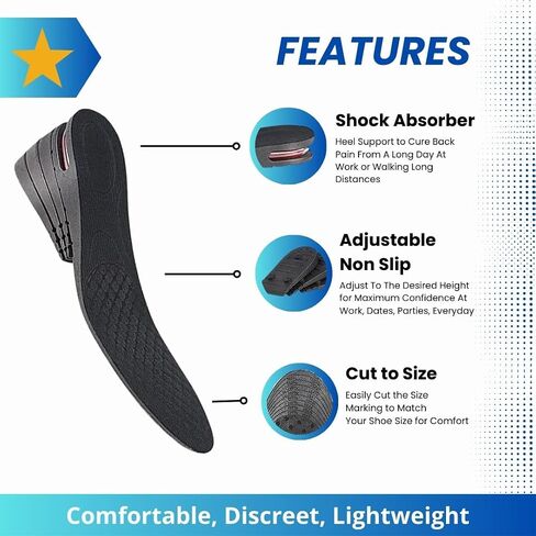 Height Increase Insoles Adjustable Booster, Elevated Boosting Foot Pad Insert Riser Orthotic, Non Slip Cushioned Shoe Lifts, Men Women Unisex, Comfort Breathable Layers with Heel, Arch Support in Saudi Arabia