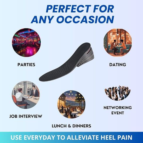 Height Increase Insoles Adjustable Booster, Elevated Boosting Foot Pad Insert Riser Orthotic, Non Slip Cushioned Shoe Lifts, Men Women Unisex, Comfort Breathable Layers with Heel, Arch Support in Saudi Arabia
