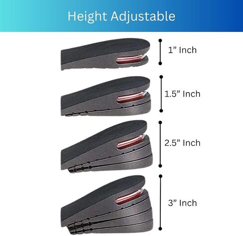 Height Increase Insoles Adjustable Booster, Elevated Boosting Foot Pad Insert Riser Orthotic, Non Slip Cushioned Shoe Lifts, Men Women Unisex, Comfort Breathable Layers with Heel, Arch Support in Saudi Arabia