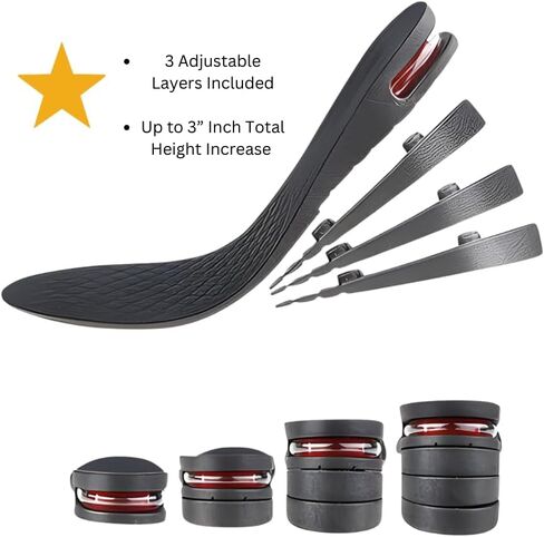 Height Increase Insoles Adjustable Booster, Elevated Boosting Foot Pad Insert Riser Orthotic, Non Slip Cushioned Shoe Lifts, Men Women Unisex, Comfort Breathable Layers with Heel, Arch Support in Saudi Arabia
