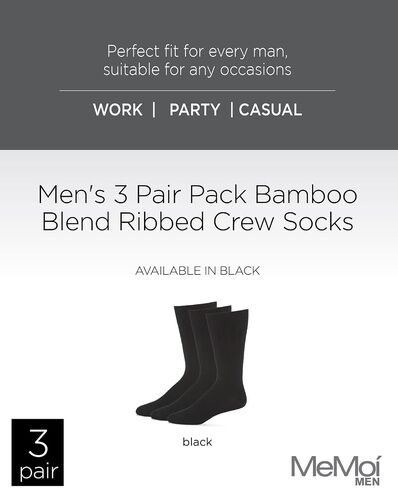 MeMoi Men's 3 Pair Pack Rayan Blend Ribbed Crew Socks in Saudi Arabia