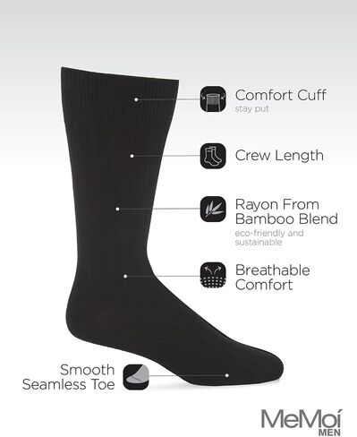 MeMoi Men's 3 Pair Pack Rayan Blend Ribbed Crew Socks in Saudi Arabia