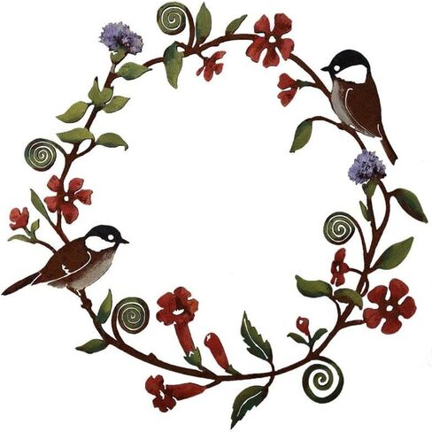 Chickadees الزهور الزهور جدار الجدار ، الطيور جاذبية المعادن معلقة الزهور للباب دكلة مزرعة جدار المزرعة in Saudi Arabia