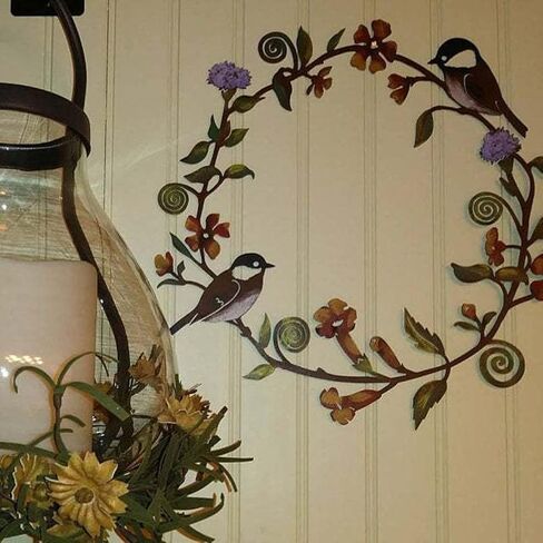 Chickadees الزهور الزهور جدار الجدار ، الطيور جاذبية المعادن معلقة الزهور للباب دكلة مزرعة جدار المزرعة in Saudi Arabia
