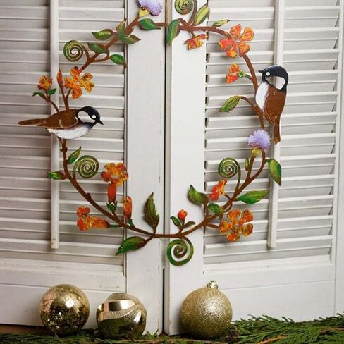 Chickadees الزهور الزهور جدار الجدار ، الطيور جاذبية المعادن معلقة الزهور للباب دكلة مزرعة جدار المزرعة in Saudi Arabia