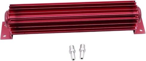 1 مجموعة SHLPDFM Red Aluminium Universal 12 "Pass مزدوج زعانف الزعانف مبرد مع اثنين 1/4" NPT متوافق مع C4 C6 700R4 4L60E 727 in Saudi Arabia