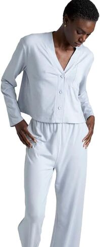 Lunya Slumberknit Long Sleeve Button Up Pajamas for Women - Organic Cotton Button Up Pajama Set - Buttery Soft Lounge Wear in Saudi Arabia
