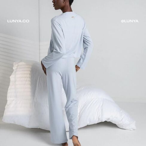 Lunya Slumberknit Long Sleeve Button Up Pajamas for Women - Organic Cotton Button Up Pajama Set - Buttery Soft Lounge Wear in Saudi Arabia
