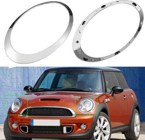 متوافق مع حلقة المصباح الأمامي المصباح المصابيح الأمامية Mini Cooper 2014-2021 ، F55 F56 F57 حلقات المصابيح الأمامية ، 1PAIR CHROME MENTERMENT SADE DRIPCE SARPAND ، استبدال مصابيح الأمامية لـ 51137300631 51137300632 in Kuwait
