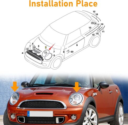 متوافق مع حلقة المصباح الأمامي المصباح المصابيح الأمامية Mini Cooper 2014-2021 ، F55 F56 F57 حلقات المصابيح الأمامية ، 1PAIR CHROME MENTERMENT SADE DRIPCE SARPAND ، استبدال مصابيح الأمامية لـ 51137300631 51137300632 in Kuwait