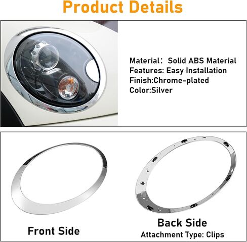 متوافق مع حلقة المصباح الأمامي المصباح المصابيح الأمامية Mini Cooper 2014-2021 ، F55 F56 F57 حلقات المصابيح الأمامية ، 1PAIR CHROME MENTERMENT SADE DRIPCE SARPAND ، استبدال مصابيح الأمامية لـ 51137300631 51137300632 in Kuwait