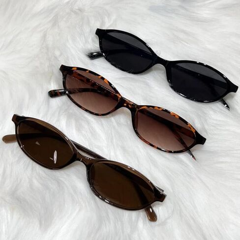 Retro Oval Sunglasses for Women Men Chic Small Narrow 90s Glasses Cat Eye Y2K Shades Trendy Sunnies in Saudi Arabia